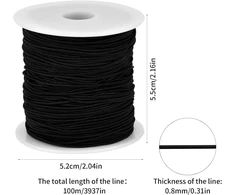 Elastingas siūlas papuošalams, 0.8 mm, juodas, 100m