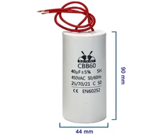 Electrofit paleidimo kondensatorius, variklio kondensatorius, nuolatinis kondensatorius varikliui, 40µf 450v, kabelis, cbb 60