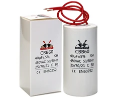 Electrofit paleidimo kondensatorius, variklio kondensatorius, nuolatinis kondensatorius varikliui, 40µf 450v, kabelis, cbb 60
