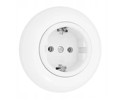 Electromalt Baltas retro stiliaus Schuko elektros lizdas su rėmeliu