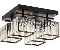 Elegantiškas vintažinis sietynas, juodas metalinis korpusas, 22 cm aukštis, 40 cm plotis, 4 x E27 maks. 40 W, modernus glamūrinis dizainas namų ir viešbučių dekorui