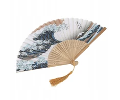 Elegantiškos dažytos bangos japonišku retro stiliumi bambuko sulankstomas Or