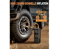 Elektrinis oro siurblys su baterija, 150 psi oro siurblys dviračiui, nešiojamas mini kompresorius su manometru ir dvigubu led ekranu, 12 v dc elektrinės padangos automobiliams, motociklams, dviračiams