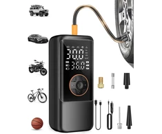 Elektrinis oro siurblys su baterija, 150 psi oro siurblys dviračiui, nešiojamas mini kompresorius su manometru ir dvigubu led ekranu, 12 v dc elektrinės padangos automobiliams, motociklams, dviračiams