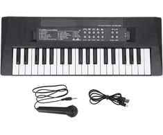 Elektrinis pianinas su įrašymo funkcija, pianino mikrofonu, 37 klavišais, muzikinis instrumentas su 2 garsais, 16 dainų, 4 ritmais, 4 būgnais