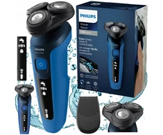 Elektrinis skustuvas veidui ir barzdai Philips, trimeris, vyriškas skustuvas su galvutėmis