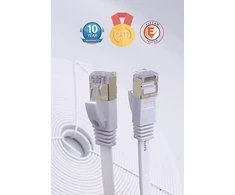 Elfcam Cat 7 Lan tinklo kabelis, 12 m, baltas, Stp, paauksuoti Rj45
