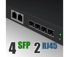 Šakotuvas Elfcam® - gigabitinis ethernet lan jungiklis su 4 x gigabit sfp 1.25g prievadais ir 2 x gigabit ethernet prievadais 10/100/1000mbps, plug and play gigabitinis jungiklis lan skirstytuvas (4 sfp prievadai)