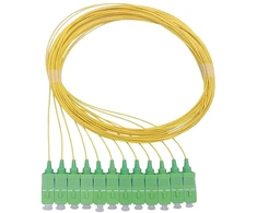 Elfcam® - vienmodžio optinio pluošto pigtail rinkinys Os2 su Sc/apc tipo kištuku, susideda iš 12 atskirų optinio pluošto pigtail, geltonas