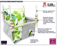 Elior Vaikų sūpynės 'beti' su mediniu rėmu ir minkštomis pagalvėlėmis