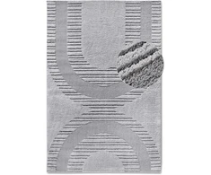 Elle Decoration Bartoux kilimas su aukštu pluoštu, modernus svetainės kilimas, ilgo pluošto pūkuotas, modernus raštas, minkštas boho svetainei, miegamajam - šviesiai pilkas, 80 x 120 cm