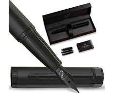 Ellington Pens prabangus plunksnakočių rinkinys - plunksnakotis rašymui - švelnus vidutinis plunksnos antgalis - apima daugkartinio naudojimo rašalo konverterį, 3 rašalo kasetes [juoda ir mėlyna], dovanų dėžutė - elegantiškas