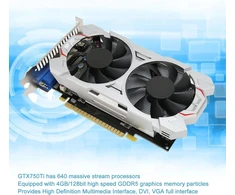 Elprico Gtx750ti 4gb Gddr5 vaizdo plokštė žaidimams, 4k Hd išvestis, 1072mhz, 5400mhz, 640sp, Directx 12, 70w Tdp, Hdmi, Dvi, Vga, stacionariam kompiuteriui, skirta žaidimams