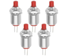Emagtech mikrominiatiūrinis Ds-402 mini mygtukinis jungiklis 2 kontaktų momentinis be fiksavimo Off (on) Spst 125v 1a 5mm raudonas, 5 vnt.
