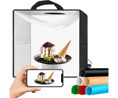 Emart foto dėžė fotografijai, 40 x 40 cm foto studijos šviesos dėžė, nešiojama fotografijos šviesos palapinė, 144 led lemputės ir 6 vandeniui atsparūs pvc fonai produktų fotografijai, smulkūs daiktai