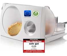 Emerio universalus pjaustyklė, pagaminta Es, Ms-125000, nerūdijančio plieno ašmenų blokas pagamintas Vokietijoje, reguliuojamas 0-17 mm, be Bpa, sulankstoma, taupanti vietą, su apsauginiu jungikliu, Eco 100 W