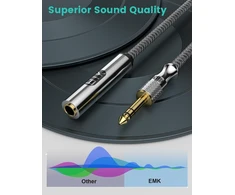 Emk 1/4" ilginimo kabelis, 6.35mm 1/4" stereo ausinių gitaros ilginimo kabelis iš tėviško į moterišką, paauksuotas ketvirčio colio ausinių ilginimo kabelis (2.4m)
