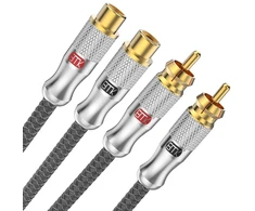 Emk 2 rca kištukas į 2 rca lizdą prailginimo laidas paauksuotas tvirtas stereo garso prailginimo laidas namų kinui 4m sidabrinis