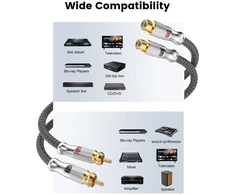 Emk 2 rca kištukas į 2 rca lizdą prailginimo laidas paauksuotas tvirtas stereo garso prailginimo laidas namų kinui 4m sidabrinis