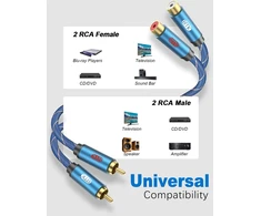 Emk 2rca Stereo Garso Kabelis, 2m, Nailono Pynė, Aliuminio Korpusas