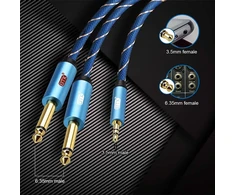 Emk 3.5mm į 2x 6.35mm stereo audio kabelis, paauksuotas, 5m
