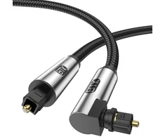 Emk 90 laipsnių optinis kabelis, optinis audio kabelis, toslink kabelis, šviesolaidinis kabelis namų kinui, televizoriui, soundbar'ui, žaidimų konsolei, blu-ray grotuvui, garsiakalbiui, projektoriui, stiprintuvui (2 metrai)