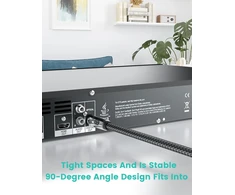 Emk 90 laipsnių optinis kabelis, optinis audio kabelis, toslink kabelis, šviesolaidinis kabelis namų kinui, televizoriui, soundbar'ui, žaidimų konsolei, blu-ray grotuvui, garsiakalbiui, projektoriui, stiprintuvui (2 metrai)