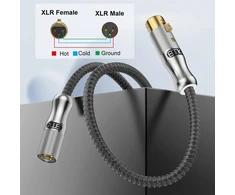 Emk xlr mikrofono kabelis, xlr male į xlr female 3 kontaktų subalansuotas mikšerio garsiakalbio kabelis, ekvalaizerio mikrofono priešstiprintuvo kabelis (1m, xlr male į female, sidabrinis)