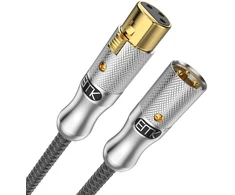 Emk xlr mikrofono kabelis, xlr male į xlr female 3 kontaktų subalansuotas mikšerio garsiakalbio kabelis, ekvalaizerio mikrofono priešstiprintuvo kabelis (1m, xlr male į female, sidabrinis)