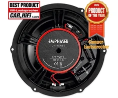 Emphaser em-vwf3 - plug &amp; play 3 krypčių 20 cm / 8 colių komponentų sistema, suderinama su vw t5 transporters, motorhomes, įmontuotas garsiakalbis durims/prietaisų skydeliui, 100 w rms