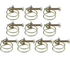 Ventiliatorius Emsea 10 vnt. dvigubų žarnos spaustukų rinkinys, pagamintas iš galvanizuoto plieno, tinkamas žarnos skersmeniui 32–38 mm, įvairioms žarnoms, plastikiniams vamzdžiams (40 mm)