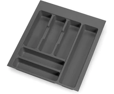 Emuca - įrankių organizatorius, stalčių organizatorius virtuvei, įrankių dėklas, 6 skyriai, modulis 45 cm, plastikas, antracito pilka