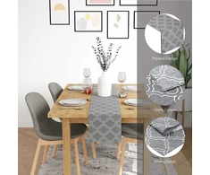 Encasa stalo takelis 4-6 vietų stalui, geometrinis pilkų plytelių raštas, aukščiausios kokybės medvilnė, dydis 32 x 183 cm, dekoratyvinis Kalėdoms, Padėkos dienai, vakarėliams, restoranams ir namams, skalbiamas