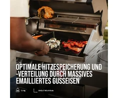 Enders Plancha grilio plokštė, emaliuotas ketus, optimalus šilumos sulaikymas ir paskirstymas, integruotas riebalų kanalas, aukštas kraštas, reguliuojamos kojelės, šoninės rankenos, 1100 cm² grilio paviršius #7780