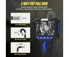 Endoskopinė kamera su apšvietimu, 1080p 3,5 colio endoskopinė inspekcinė kamera, ip67 pramoninis endoskopas 210° dvipusis pasukamas 6,2 mm endoskopas