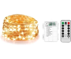 Enlace led girliandos su baterijomis, 10 m, 100 led girliandų, 8 režimai su nuotolinio valdymo pulteliu, ip65 atsparios vandeniui girliandos, viela vidaus, lauko, vestuvių, kalėdų vakarėlio dekoravimui, šilta balta