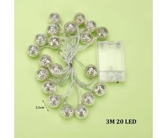 Enlace marokietiškos dekoratyvinės lemputės, 3 m, 20 led metalinių kamuoliukų, dekoratyvinės lemputės, maitinamos baterijomis, marokietiškos dekoratyvinės lemputės vidaus ir lauko vestuvių kalėdų gimtadienio vakarėlio dekoravimui, šilta balta