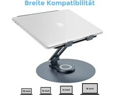Epherie nešiojamojo kompiuterio stovas su 360° besisukančiu apvaliu pagrindu, reguliuojamo aukščio ergonomiškas nešiojamojo kompiuterio stovas, ventiliuojamas kompiuterio stovas, sulankstomas tvirtas aliuminio nešiojamojo kompiuterio laikiklis skirtas sta