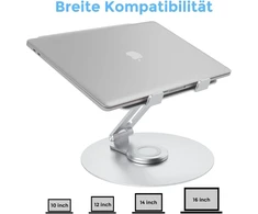 Epherie nešiojamojo kompiuterio stovas su 360° besisukančiu apvaliu pagrindu, reguliuojamo aukščio ergonomiškas nešiojamojo kompiuterio stovas, ventiliuojamas kompiuterio stovas, sulankstomas tvirtas aliuminio nešiojamojo kompiuterio laikiklis skirtas sta