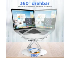 Epherie nešiojamojo kompiuterio stovas su 360° besisukančiu apvaliu pagrindu, reguliuojamo aukščio ergonomiškas nešiojamojo kompiuterio stovas, ventiliuojamas kompiuterio stovas, sulankstomas tvirtas aliuminio nešiojamojo kompiuterio laikiklis skirtas sta