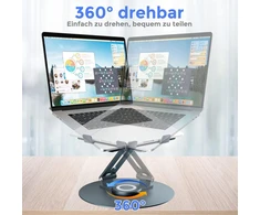 Epherie nešiojamojo kompiuterio stovas su 360° besisukančiu apvaliu pagrindu, reguliuojamo aukščio ergonomiškas nešiojamojo kompiuterio stovas, ventiliuojamas kompiuterio stovas, sulankstomas tvirtas aliuminio nešiojamojo kompiuterio laikiklis skirtas sta