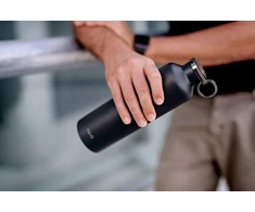 Equa išmanusis vandens butelis - 680 ml - bluetooth ryšys su programėle ir šviesos signalų priminimai - dvigubų sienelių vakuuminiu būdu izoliuota nerūdijančio plieno kolba - metalinis dangtelis, pilkas, mt 16