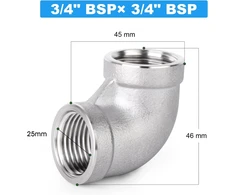 Ventiliatorius Ergaoboy 5 vnt. 304 nerūdijančio plieno 90 laipsnių kampo jungtys, 3/4" x 3/4" bsp vamzdžių jungiamosios detalės su vidiniu sriegiu