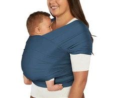 Ergobaby kūdikio nešyklė naujagimiams nuo gimimo iki 11,3kg, Aura Mesh nešyklė, pagaminta iš perdirbto poliesterio ir elastano, elastinga ir kvėpuojanti, unisex nešyklės apvyniojimas, Twilight Navy