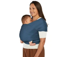 Ergobaby kūdikio nešyklė naujagimiams nuo gimimo iki 11,3kg, Aura Mesh nešyklė, pagaminta iš perdirbto poliesterio ir elastano, elastinga ir kvėpuojanti, unisex nešyklės apvyniojimas, Twilight Navy