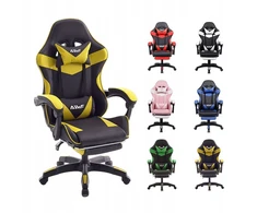 Ergonomiška žaidimų kėdė su atrama kojoms ir galvos atrama, geltona-juoda