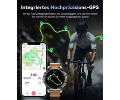 Esfoe išmanusis laikrodis vyrams su gps bėgimo laikrodis vyrams led žibintuvėlis/530 mah baterija, 1.43 colio amoled 10atm išmanusis laikrodis karinis su kompasu, barometru, širdies ritmu, spo2, miego monitoriumi, skirtas android ios