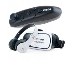 Esperanza 360 Vr 3d akiniai su ausinėmis + valdiklis / nuotolinio valdymo pultas telefonui iki 6,5 colio