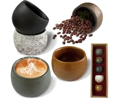 Espresso puodeliai, 5 espresso puodelių rinkinys 50 ml, mini espresso puodelių rinkinys, espresso puodeliai be rankenėlės, keraminiai espresso puodeliai, storo sienelių espresso puodeliai espresso kavai, šaltai arbatai, viskiui, puiki dovana