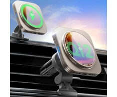 Esr qi2 15w magsafe automobilinis laikiklis su įkrovimo funkcija, qi2 sertifikuotas, ventiliacinis belaidis įkroviklis, mobiliojo telefono laikiklis automobilyje, skirtas iphone 16/15/14/13/12, s25, greitas įkrovimas, natural titanium
